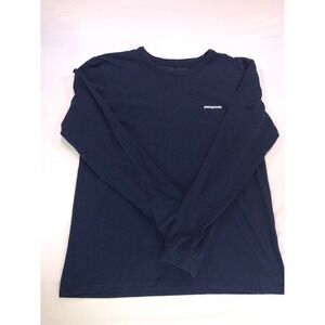 Patagonia Mens Responsibili-Tee Long Sleeve Navy Blue Logo Graphic Shirt M